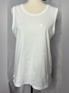 n:Philanthropy White Star Embroidered Muscle Tank Top M NWT $108